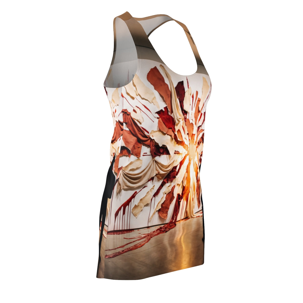 Crimson Burst Racerback Dress Avant-Garde Art