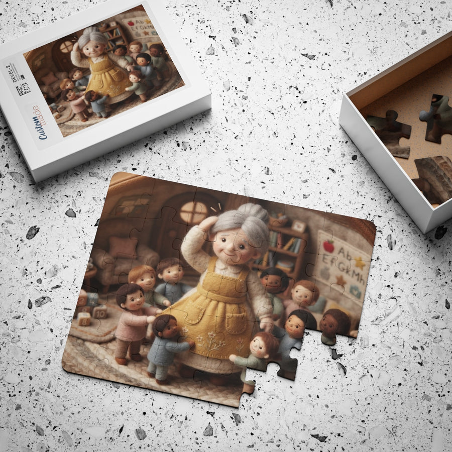 Kids' Puzzle, 30-Piece - Cozy Storybook Cottage Felted Art