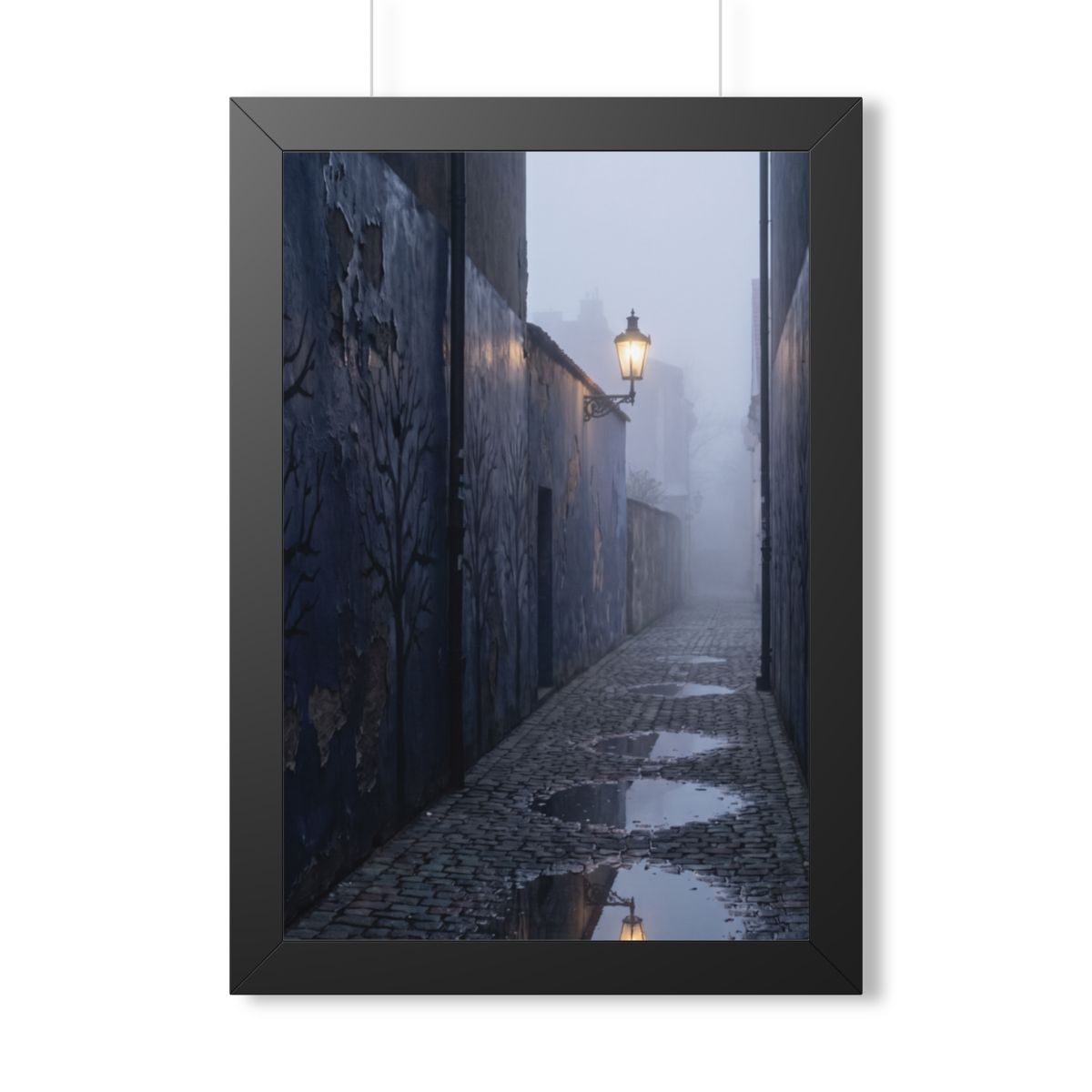 Framed Vertical Poster - Cobblestone in Mist — Black (11×14...