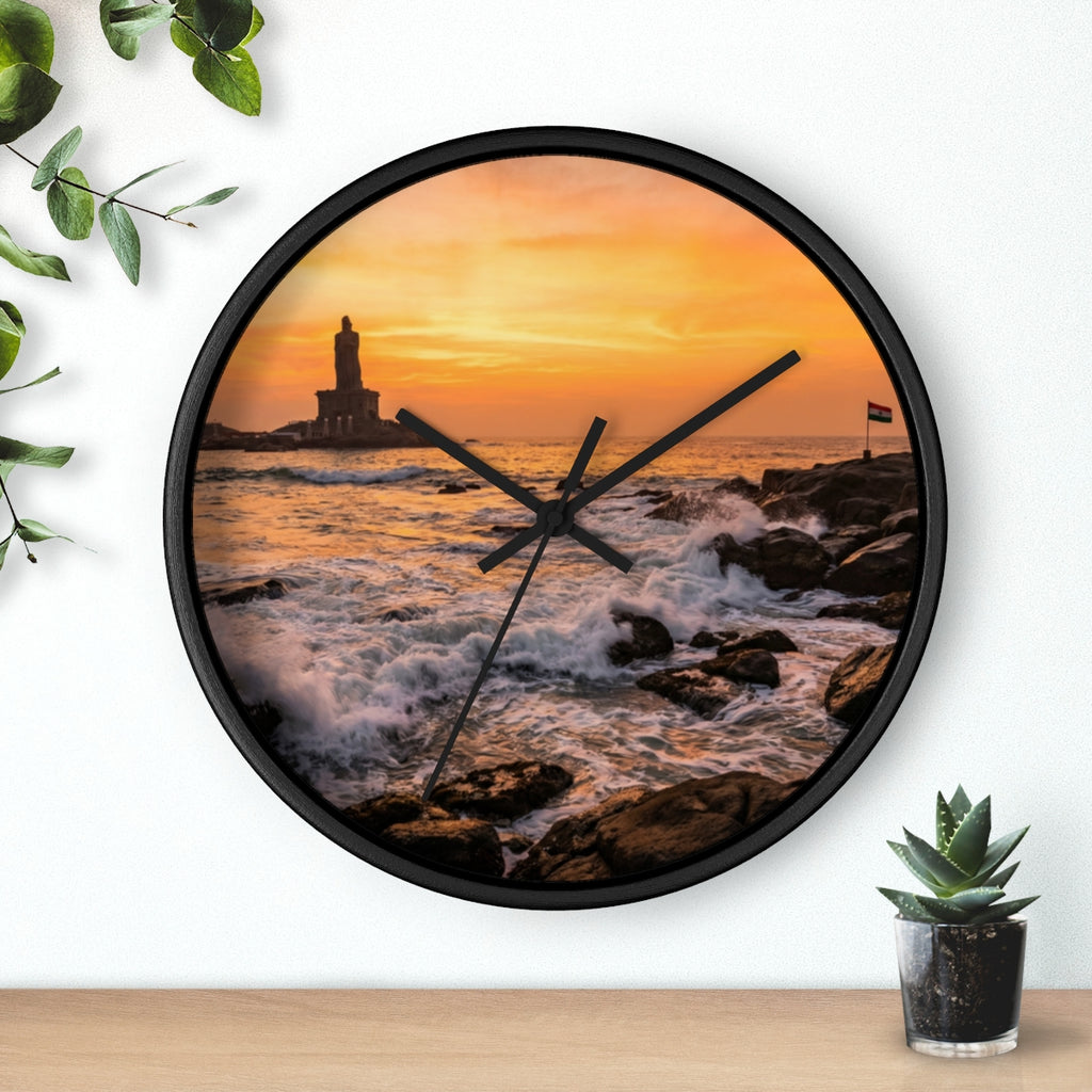Wall Clock - Golden Coastal Horizon