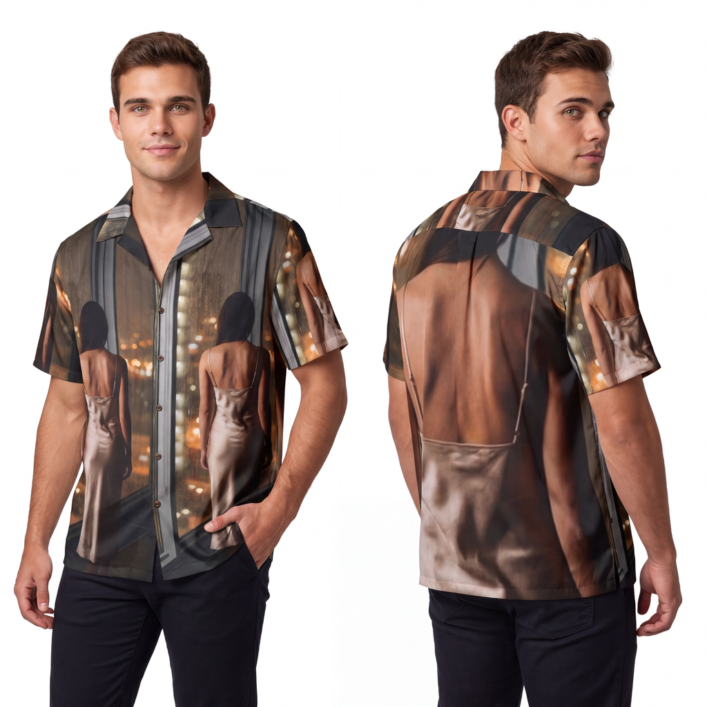 Men's Hawaiian Shirt - Shimmering Evening Glow | Echovira...