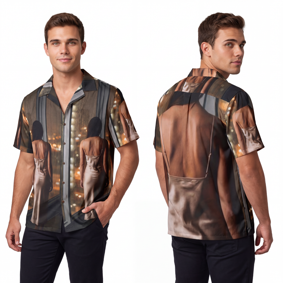 Men's Hawaiian Shirt - Shimmering Evening Glow | Echovira...