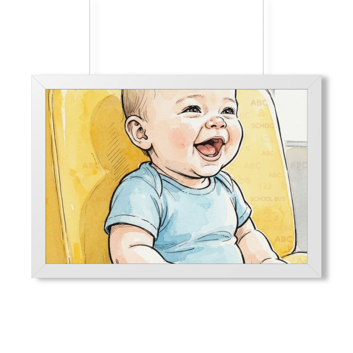 Framed Horizontal Poster - First Journey Watercolor Baby Art...