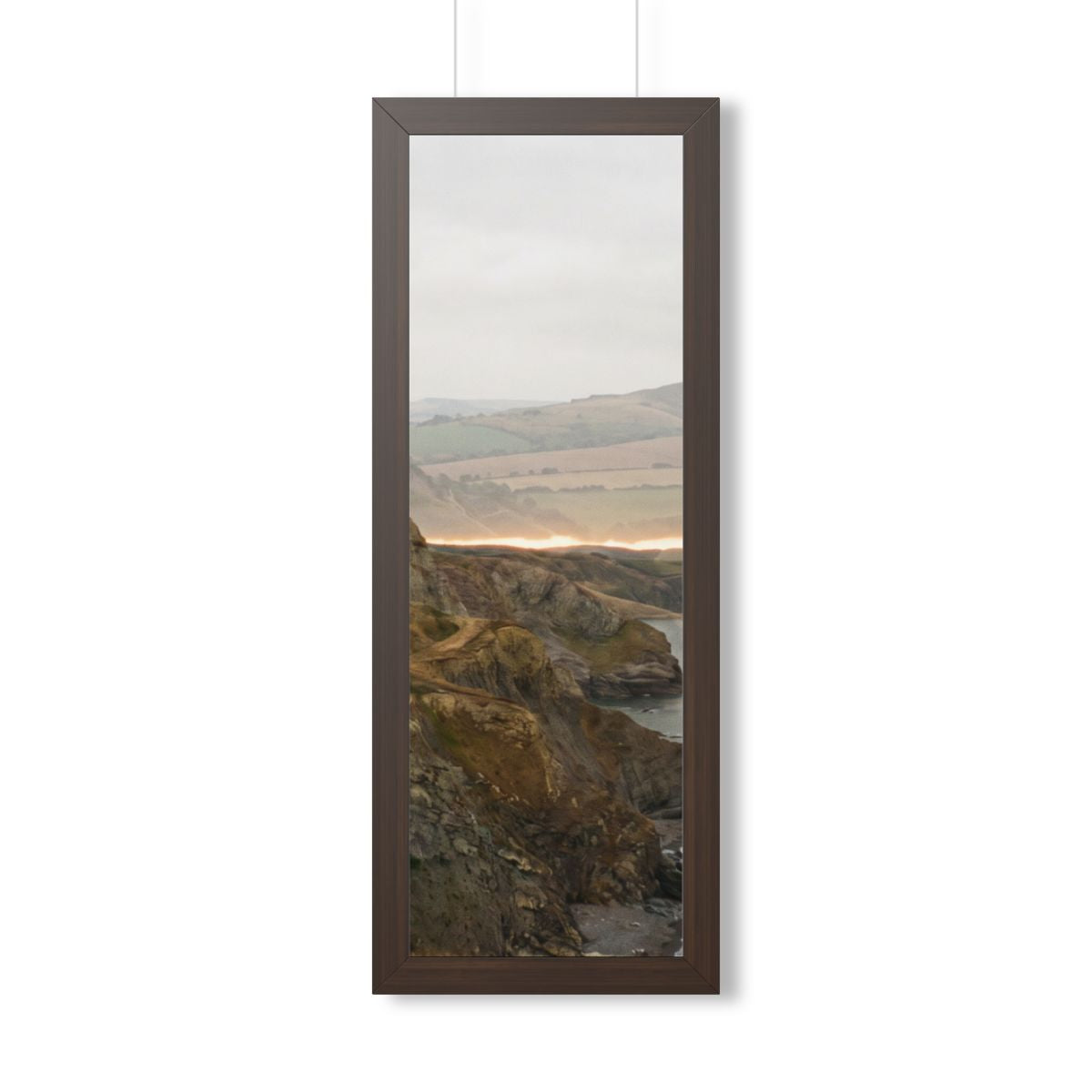 Framed Vertical Poster - Moody Coastal Cliffs Horizon Art —...