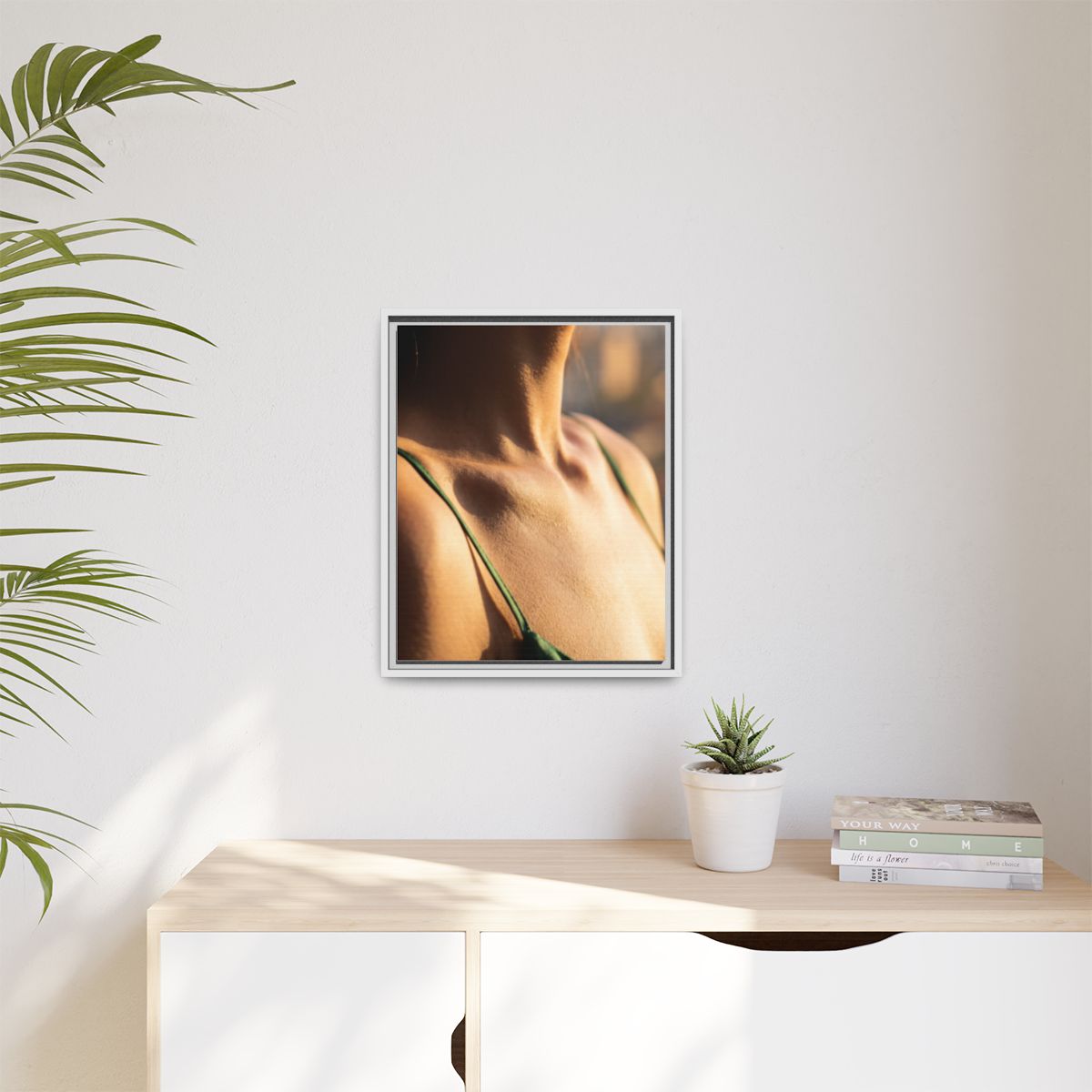 Golden Hour Matte Canvas - Framed Sunset Wall Art — White /...