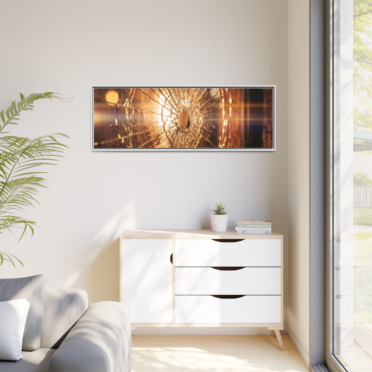 Matte Canvas, Framed - Golden Fractured Art — White / 1.25"...