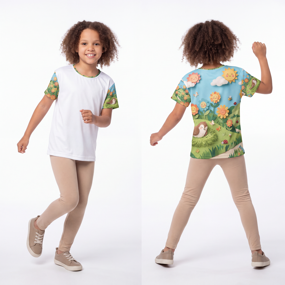 Kids Sports Jersey - Sunny Garden Meadow Papercraft Art |...