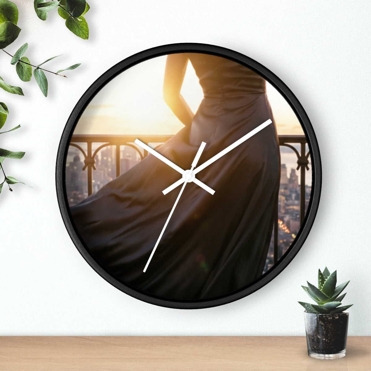 Wall Clock - Golden Hour City Elegance Wall Art | Echovira...