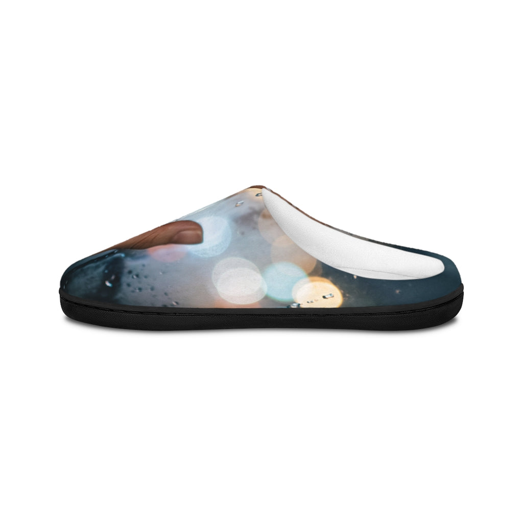 Men's Indoor Slippers with Rainy City Art