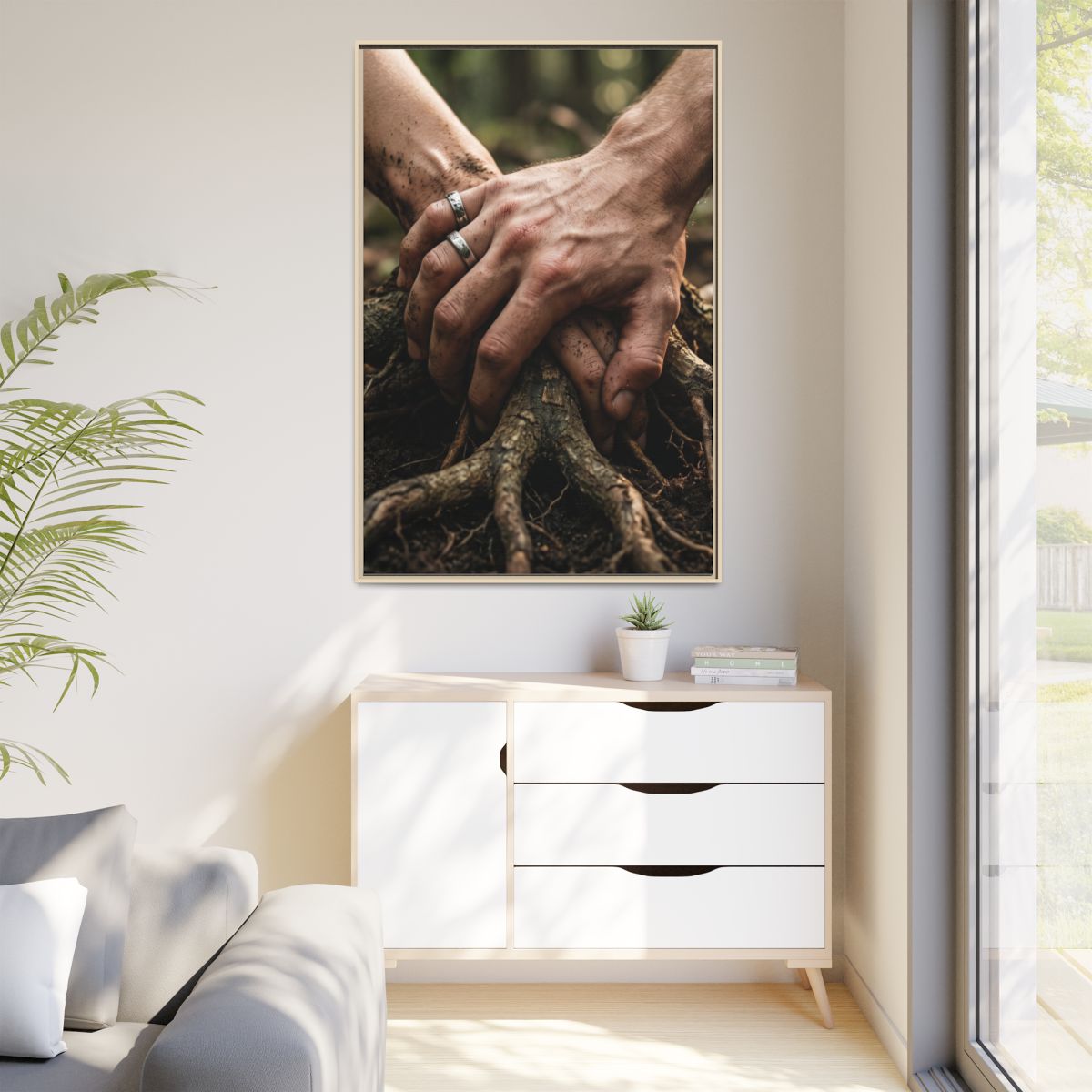 Framed Canvas Natural Frame Portrait Forest Roots