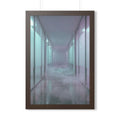 Framed Vertical Poster - Liminal Corridor Fog Art Print —......