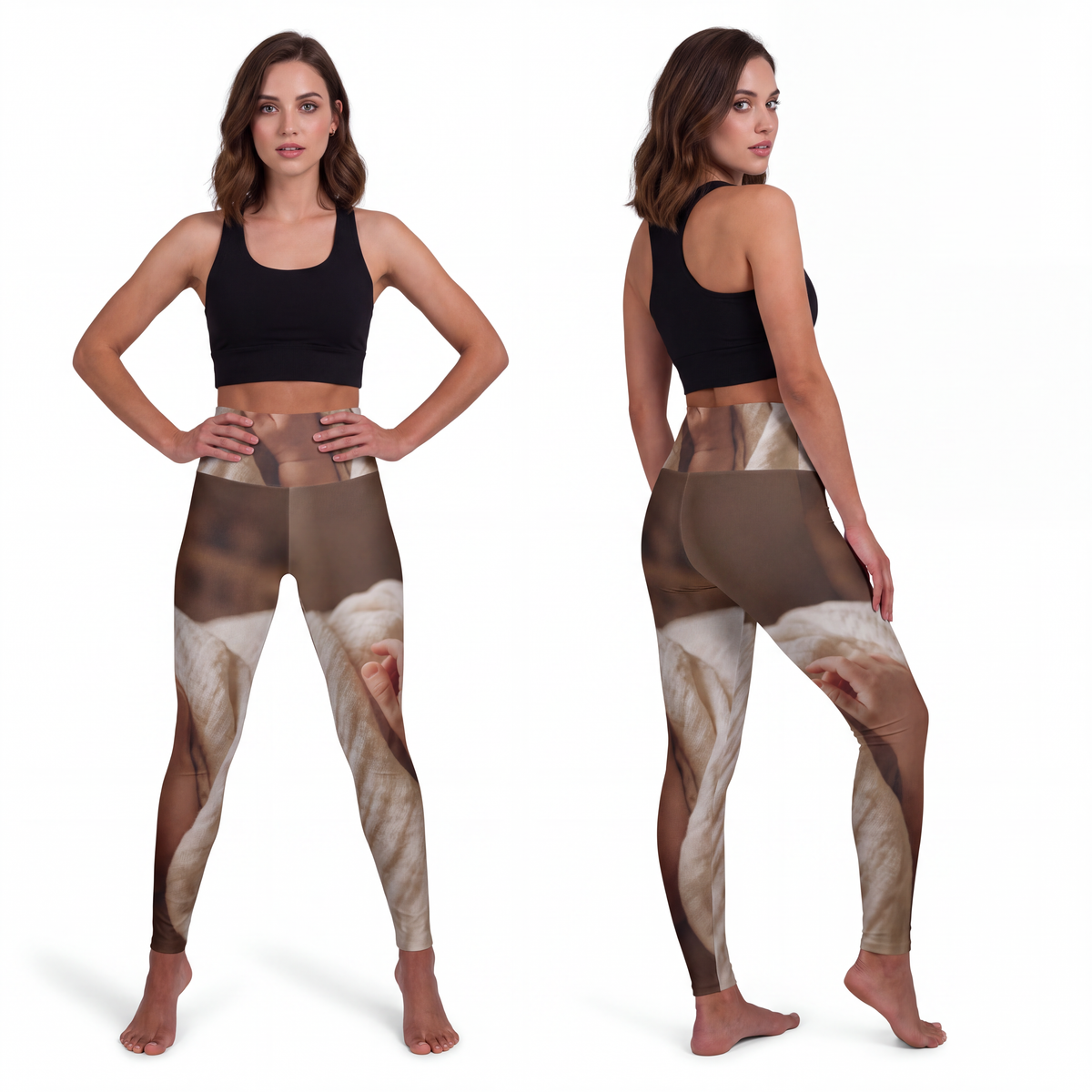 High Waisted Yoga Leggings - Tender Newborn Hand in Soft......