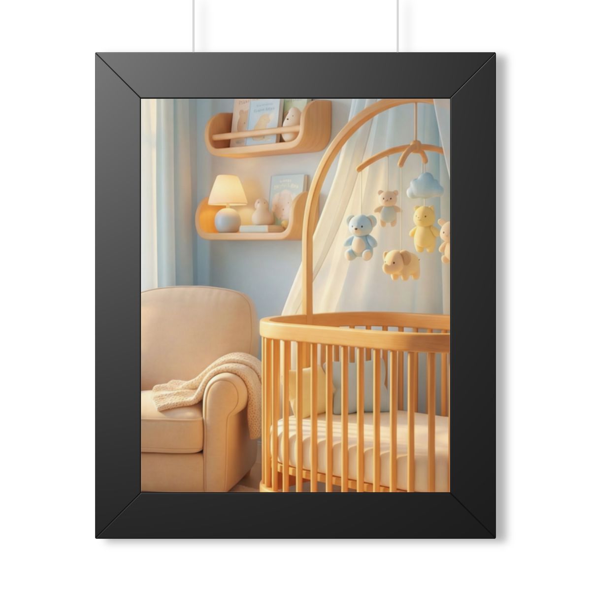 Framed Vertical Poster - Dreamy Serene Nursery Art — Black...