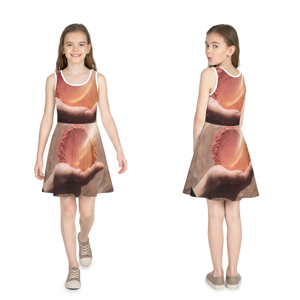 Girls' Sundress with Cosmic Geode Sphere Art