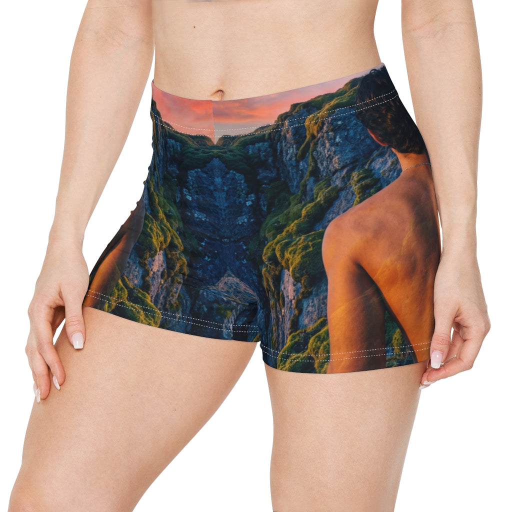Women's Shorts with Alpine Sunset Art