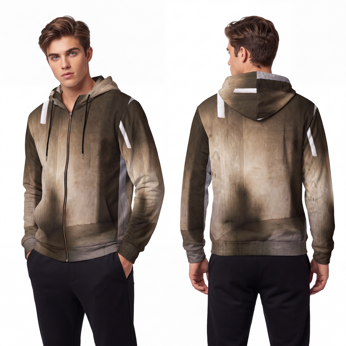 Men's Full-Zip Hoodie - Shadows of the Citadel moody... |...