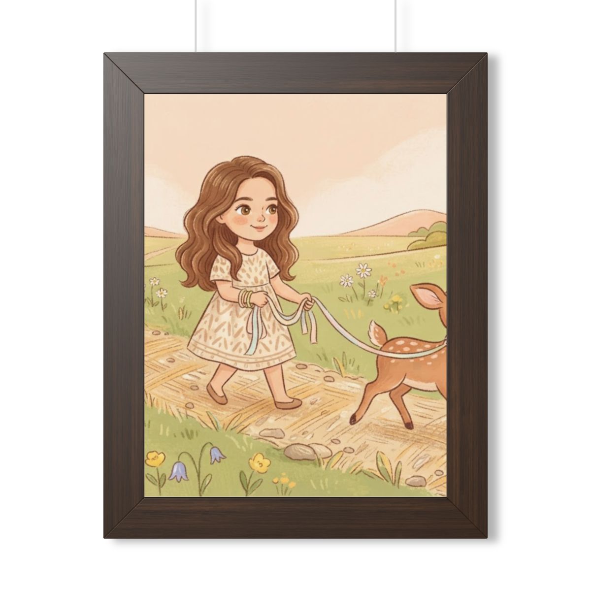 Framed Vertical Poster - Meadow Walk Fawn — Walnut (11×14......