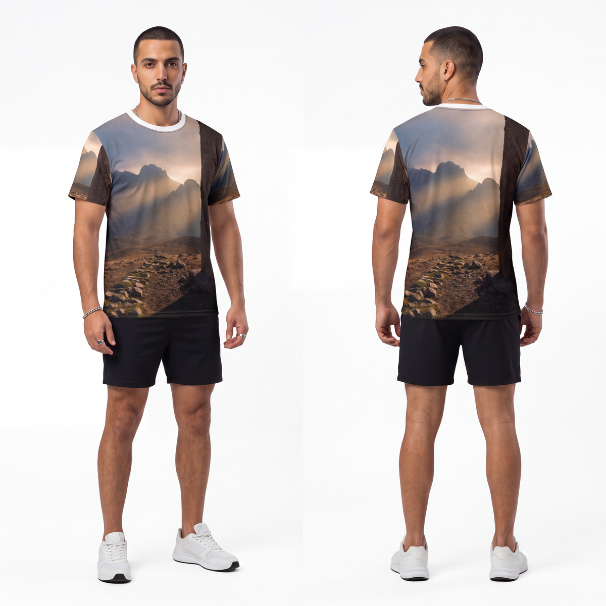 Men's Unisex Cut & Sew Tee - Ancient Stone Column Mountain...