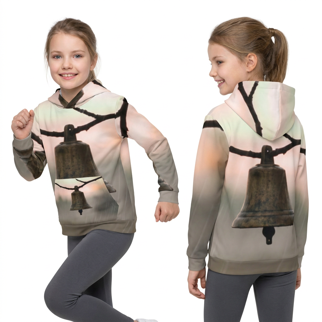 Children's Hoodie with Solitary Brass Bell Art