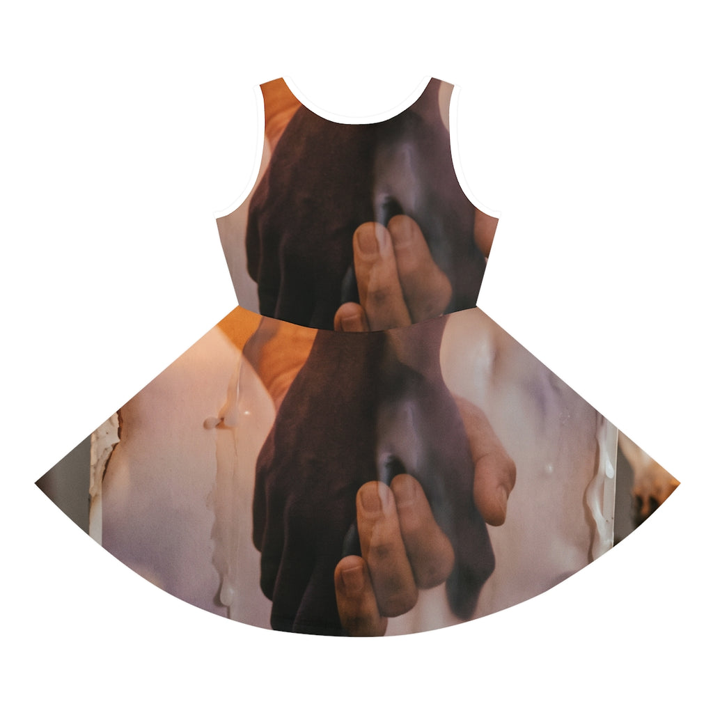 Girls' Sleeveless Sundress with Intimate Hands Art