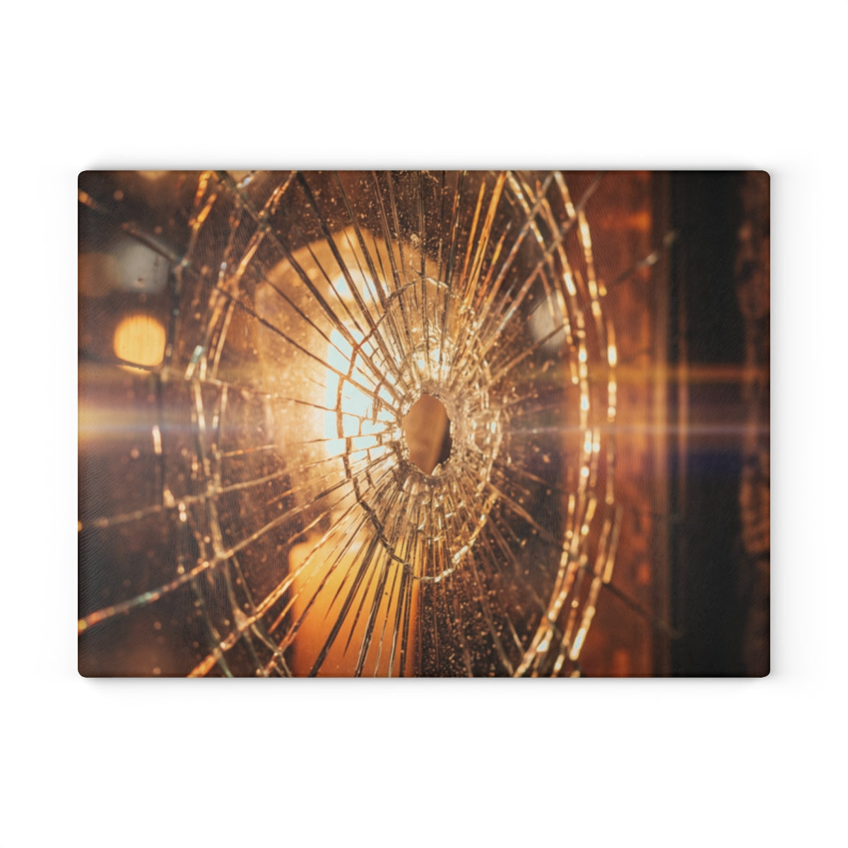 Glass Cutting Board - Fractured Amber Glow