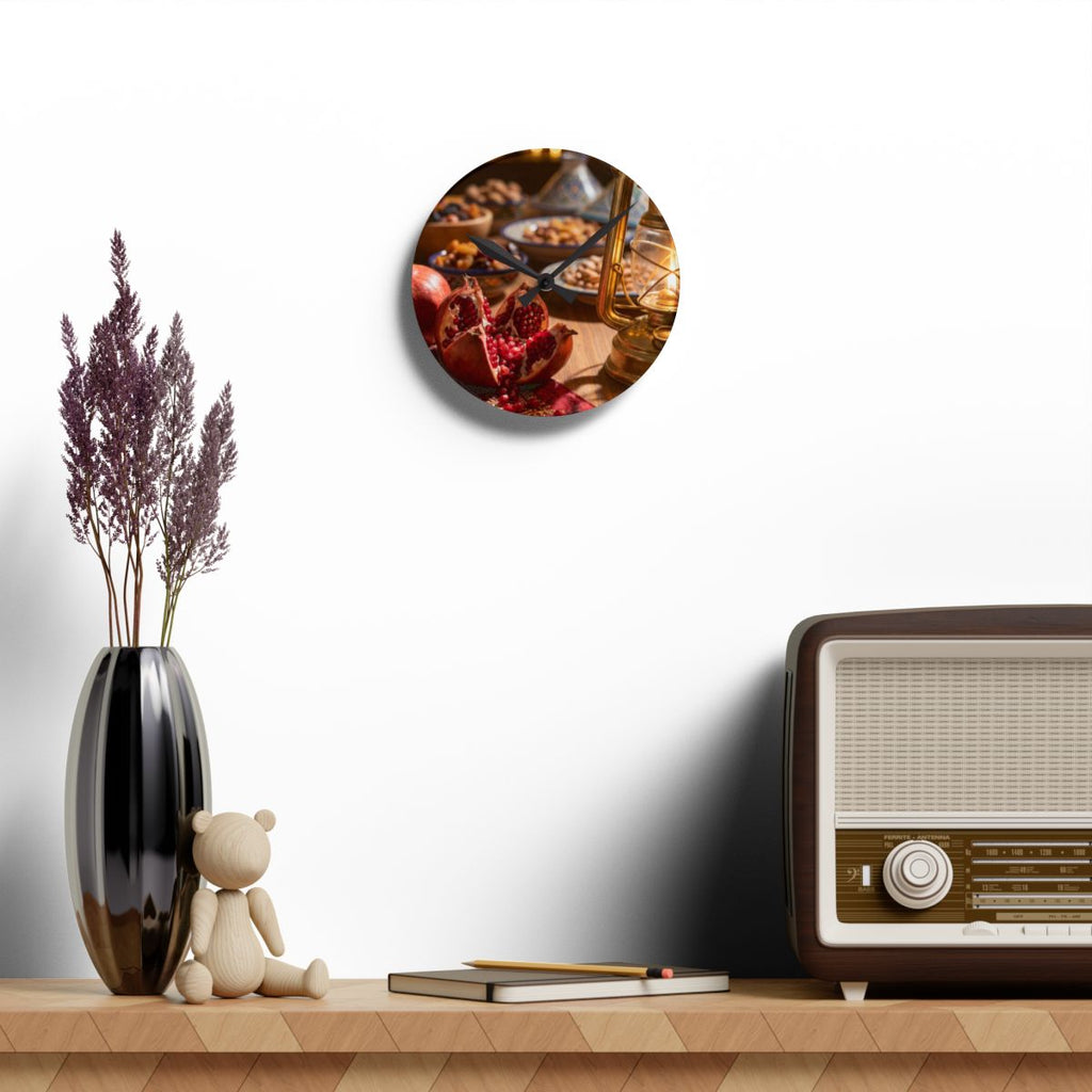 Acrylic Wall Clock - Crimson Golden Hour | Echovira Gallery