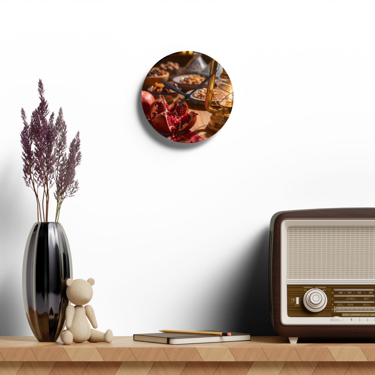 Acrylic Wall Clock - Crimson Golden Hour | Echovira Gallery