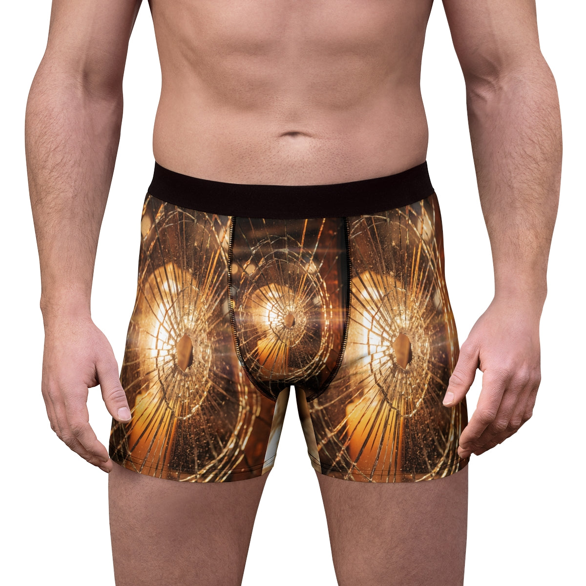 Men's Boxer Briefs - Fractured Glow Shattered Glass Art |...