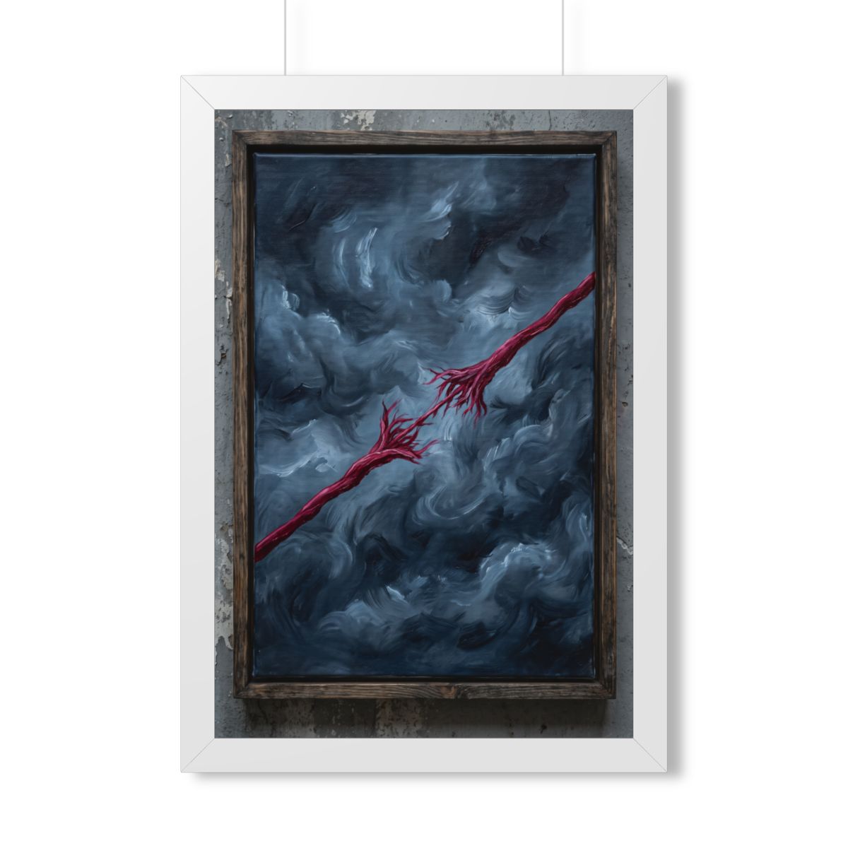 Póster vertical enmarcado con arte abstracto carmesí