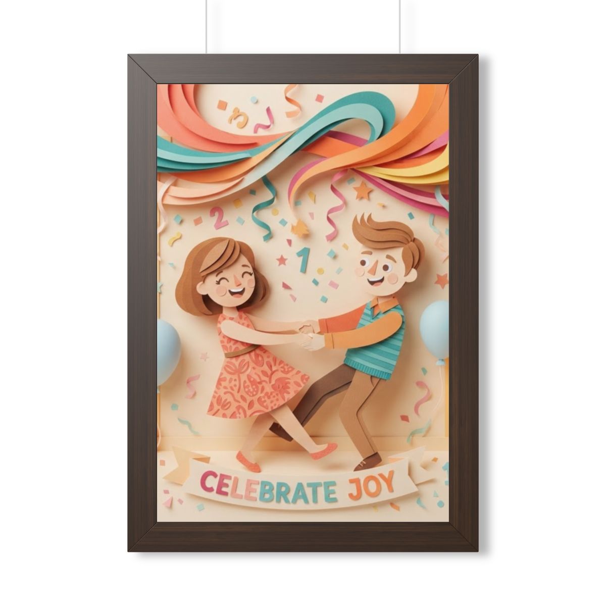 Framed Vertical Poster - Celebrate Joy Papercut Art... |...