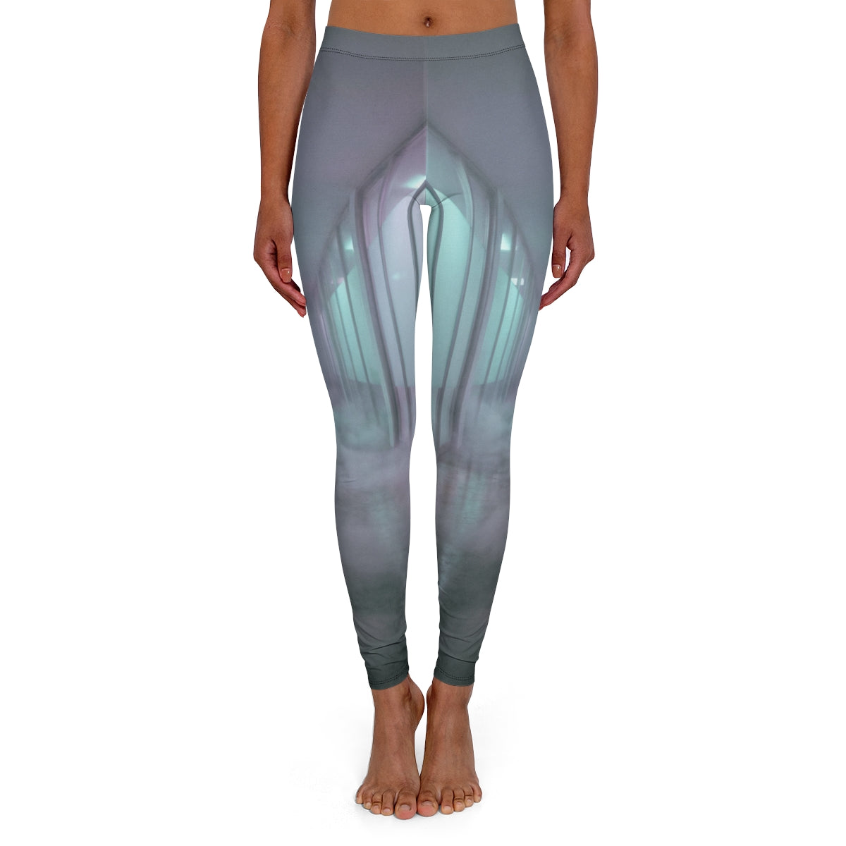 Women's Casual Spandex Leggings - Liminal Corridor Fog Art...