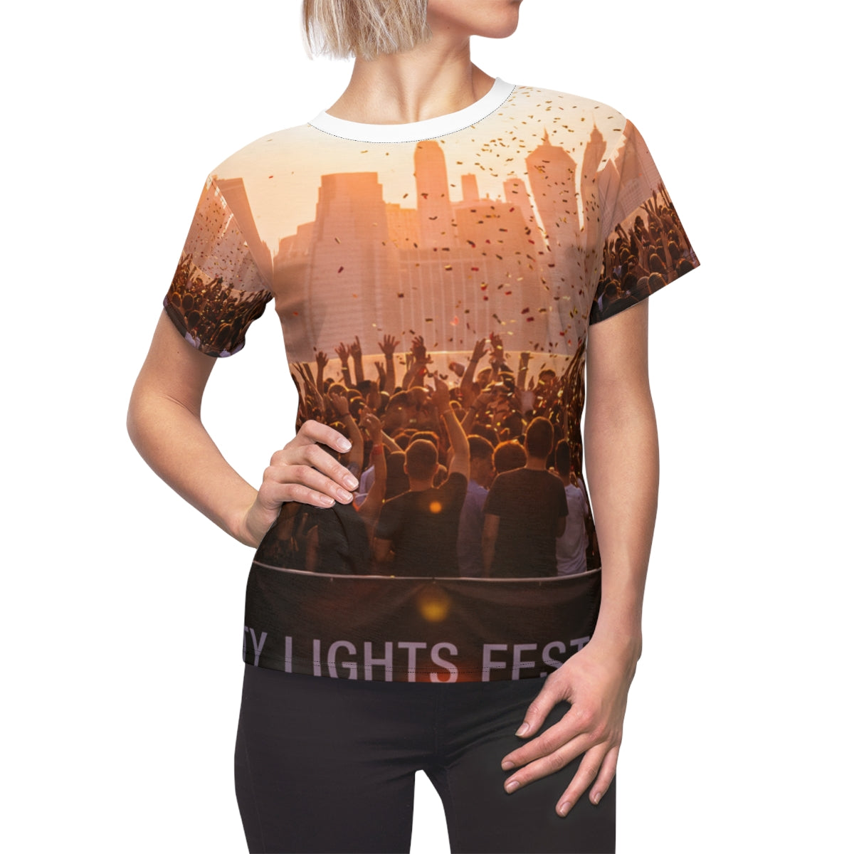 Women's Cut & Sew Tee - City Lights | Echovira Gallery