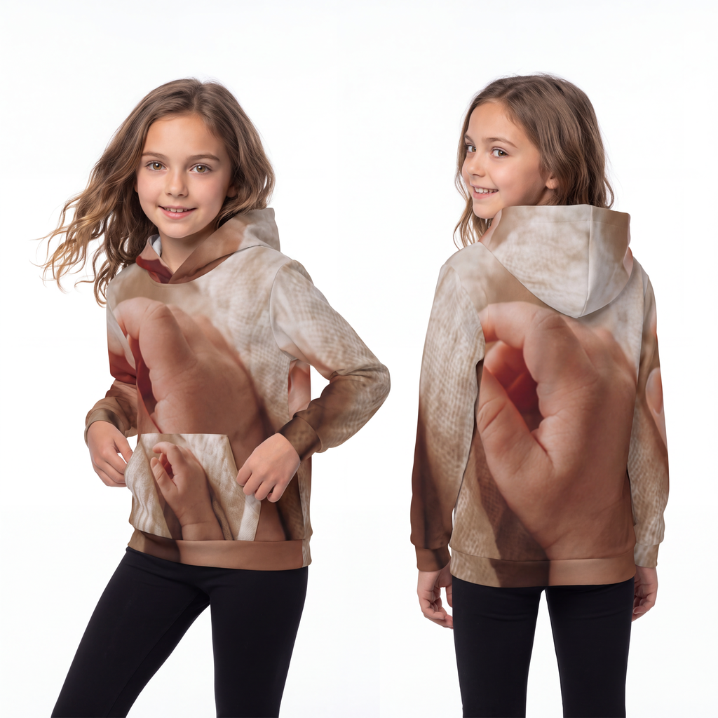 Children's Hoodie - Tender Newborn Hand in Soft Muslin... |...