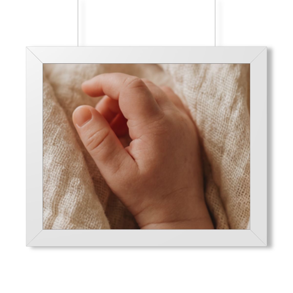 Framed Horizontal Poster - Tender Newborn Hand in Soft... |...