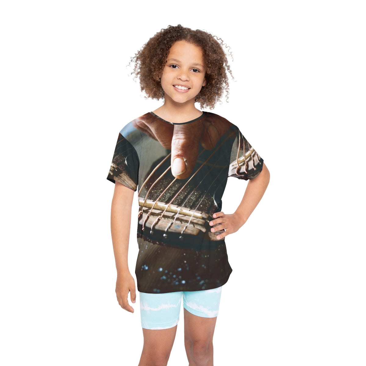 Kids Sports Jersey with Acoustic Guitar Art