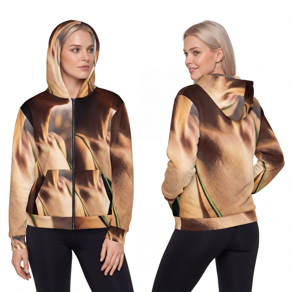 Golden Hour Zip Hoodie - Emerald Sunkissed Layer | Echovira...