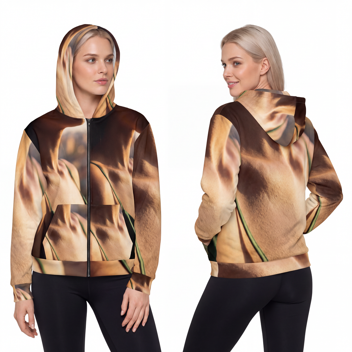 Golden Hour Zip Hoodie - Emerald Sunkissed Layer | Echovira...