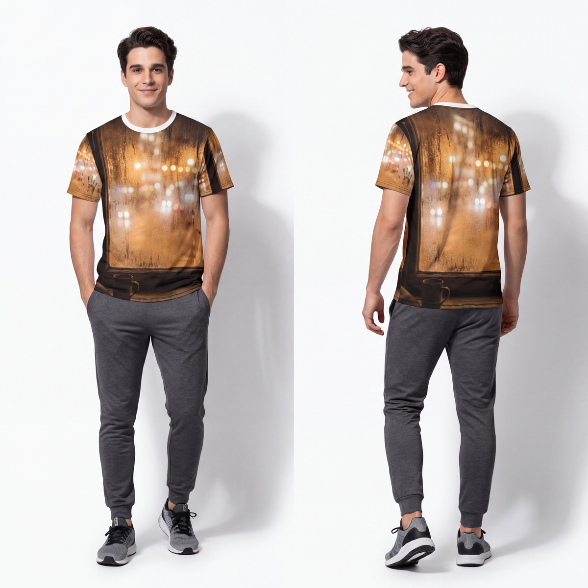 Men's Cut & Sew Tee - Amber Rain Vista | Echovira Gallery