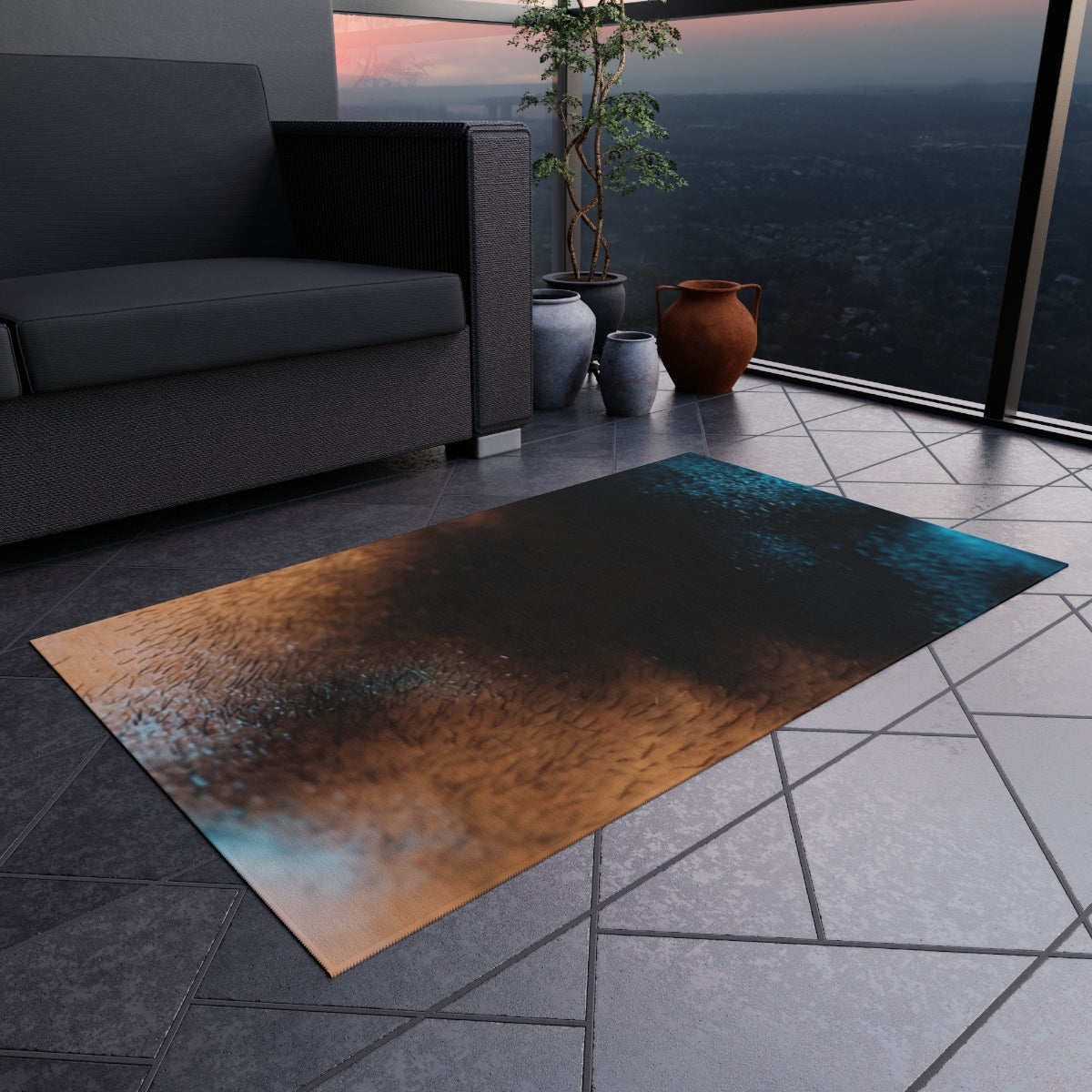 Outdoor Rug - Cyberpunk Patio | Echovira Gallery