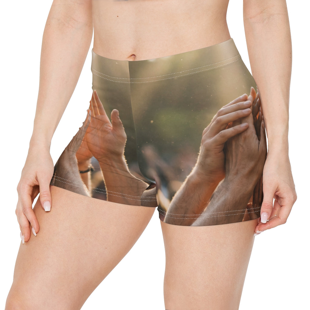 Women's Shorts - Golden Rays of Unity Wall Art | Echovira...