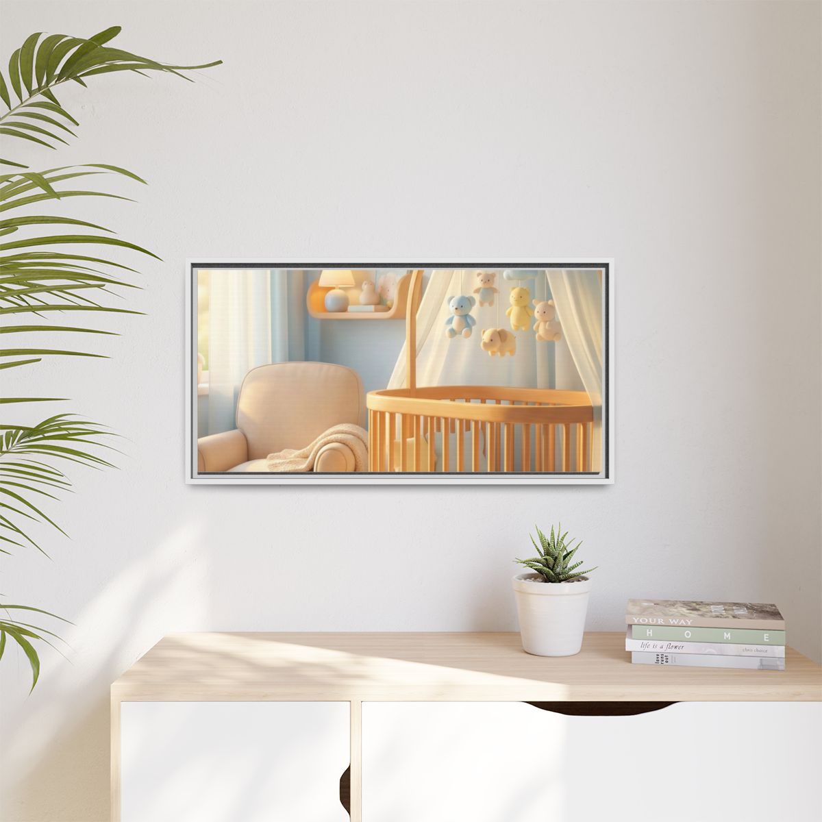 Matte Canvas, Framed - Dreamy Serene Nursery Art — White /...