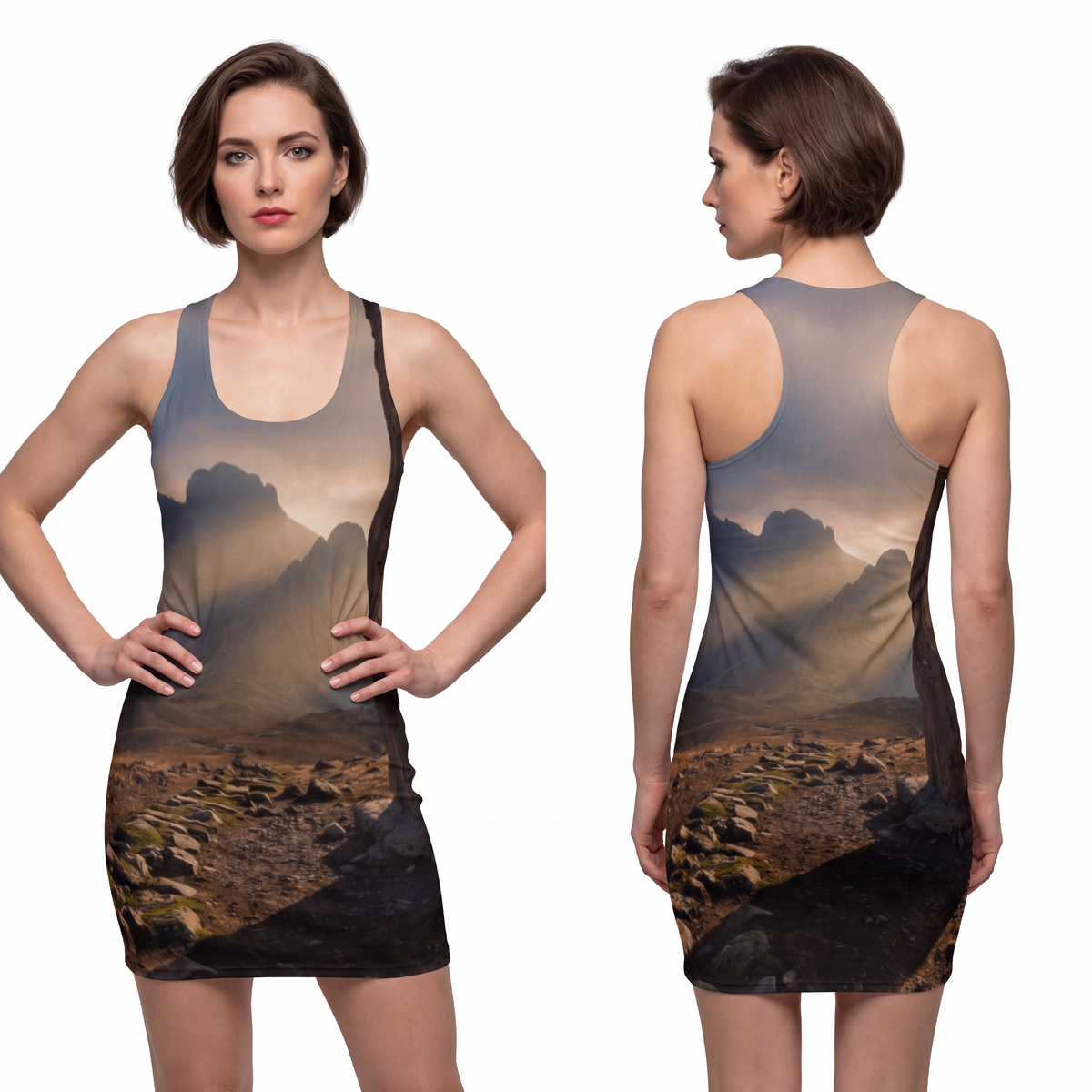 Women's Cut & Sew Racerback Dress - Mystic Monolith Ancient...