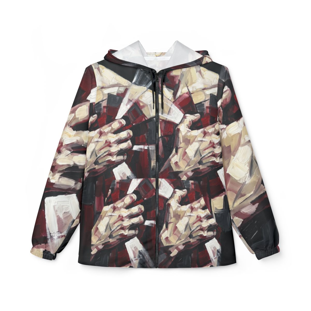 Unisex Windbreaker Jacket - Crimson Resonance | Echovira...