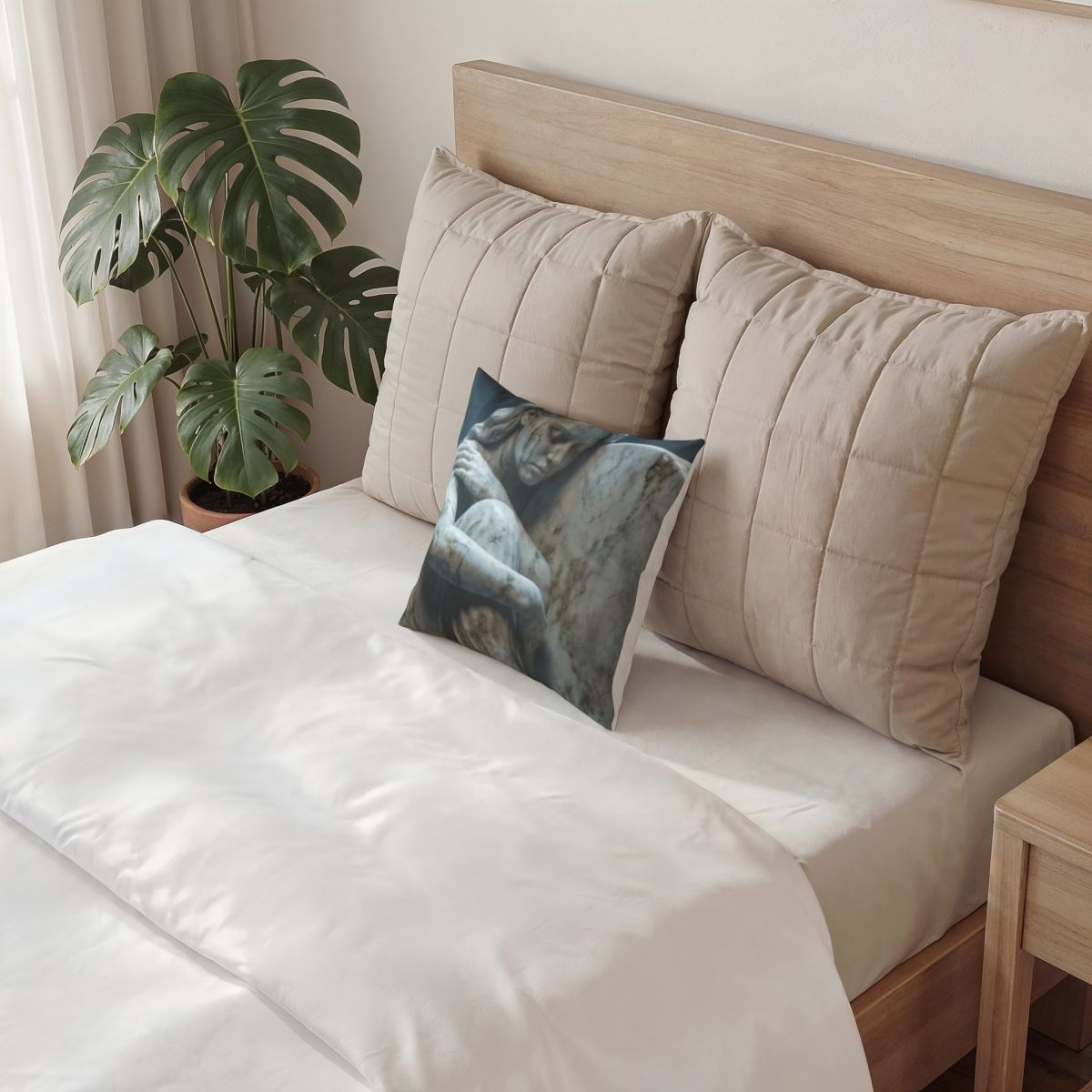 Poly Velvet Pillow - Classical Stone Muse | Echovira Gallery