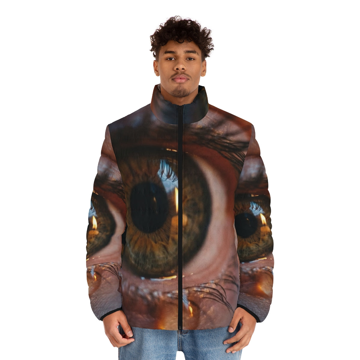 Men's Puffer Jacket - Amber Iris Reflection Fine Art Print |...