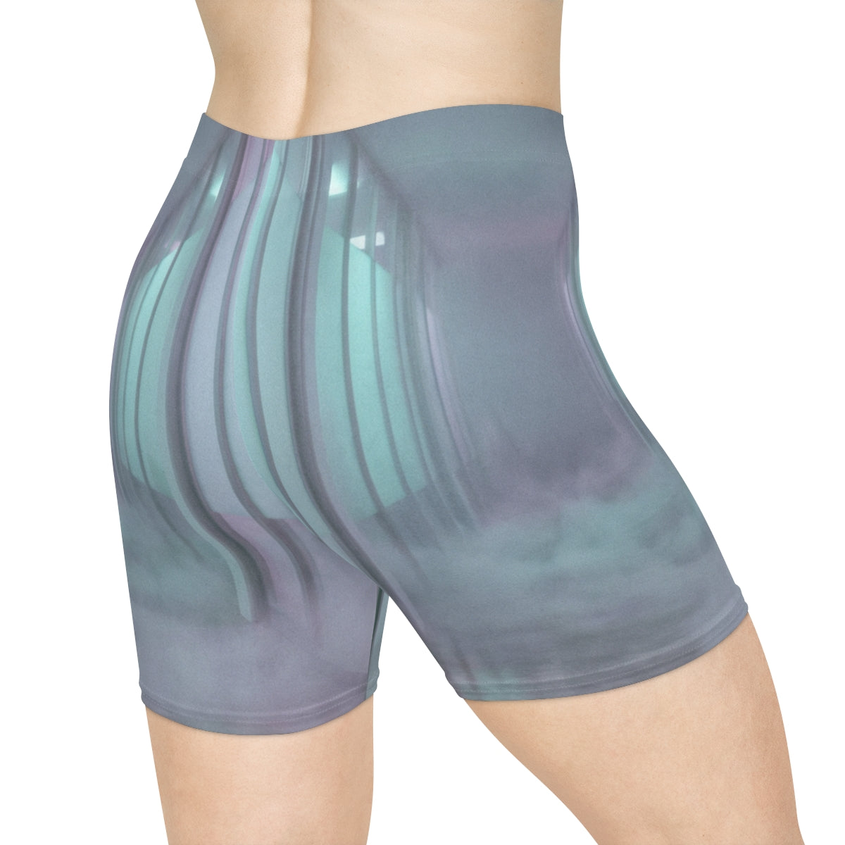 Women's Biker Shorts - Liminal Corridor Fog Art Print |...