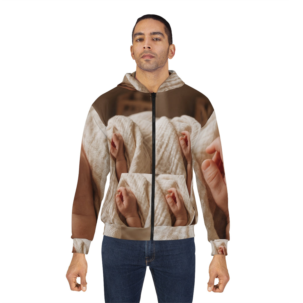 Men's Zip Hoodie - Cozy Cream Lounge | Echovira Gallery