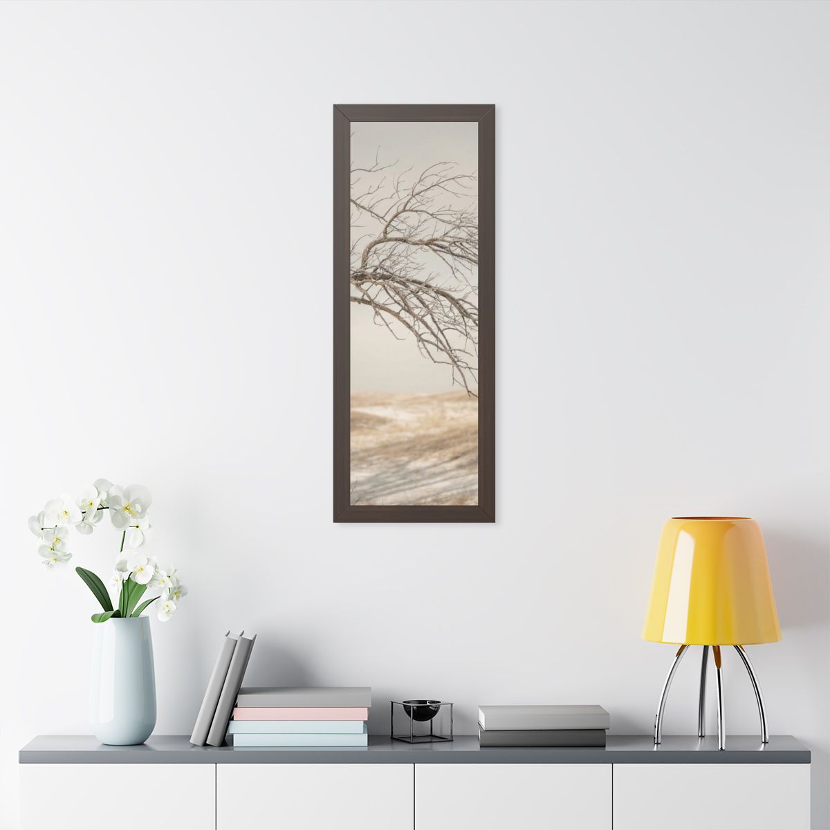 Framed Vertical Poster - Winter Branch Solitude Landscape —...
