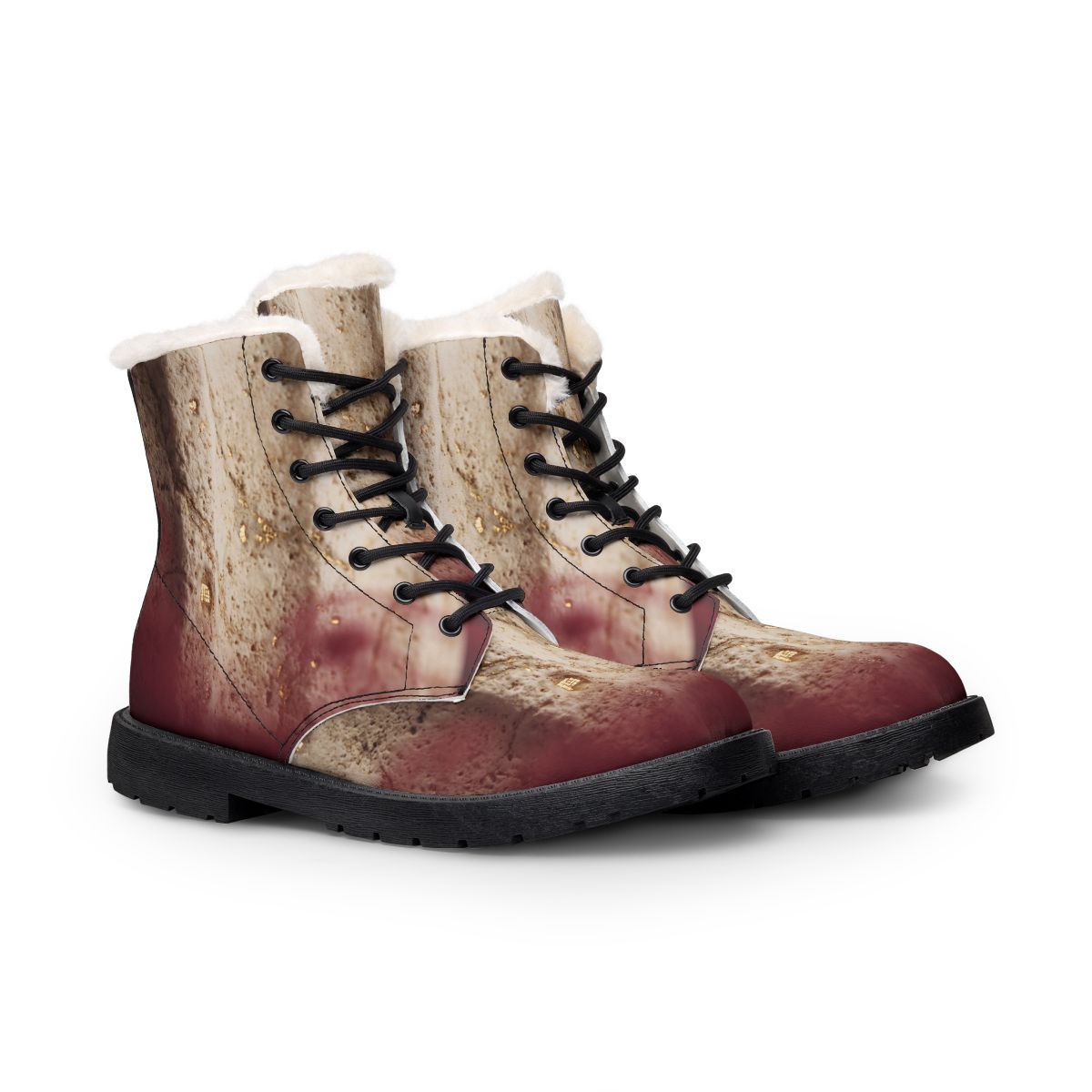 Men's Fur and Leather Boots Classical Pillar Art