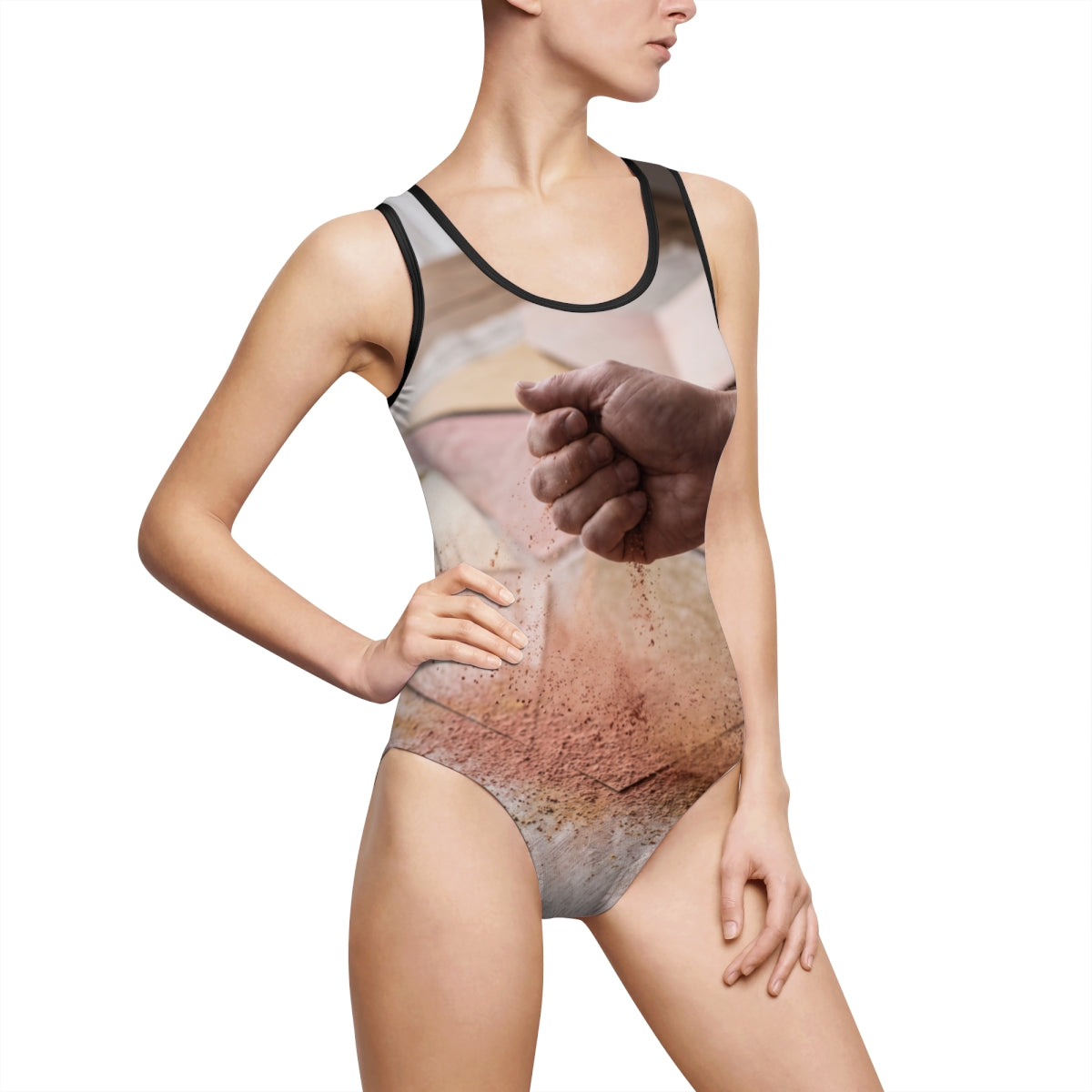 Women's Abstract Terracotta One-Piece Swimsuit